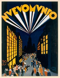 Nuovo Mondo, Plakat für einen Veranstaltungsort im Stil von Radio City in Paris, ca. 1928